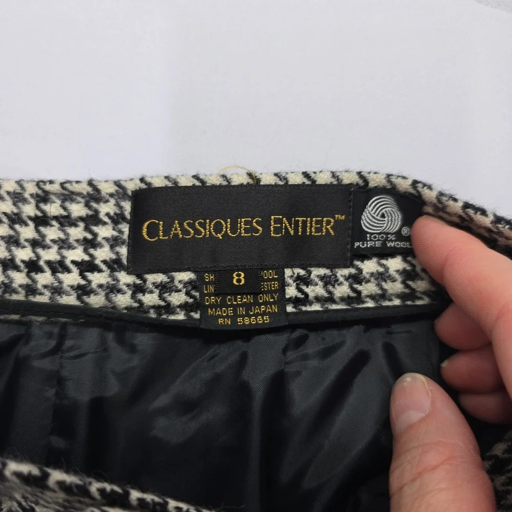 Classiques Entier Vintage Wool Houndstooth Trousers Pants Black White Size‎ 8